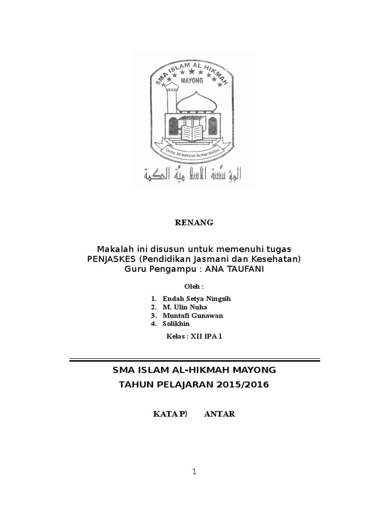 Makalah Penjaskes Renang
