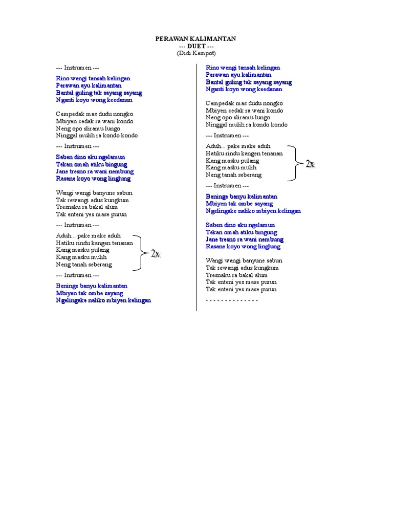 Kumpulan Lirik Lagu Dangdut Pdf