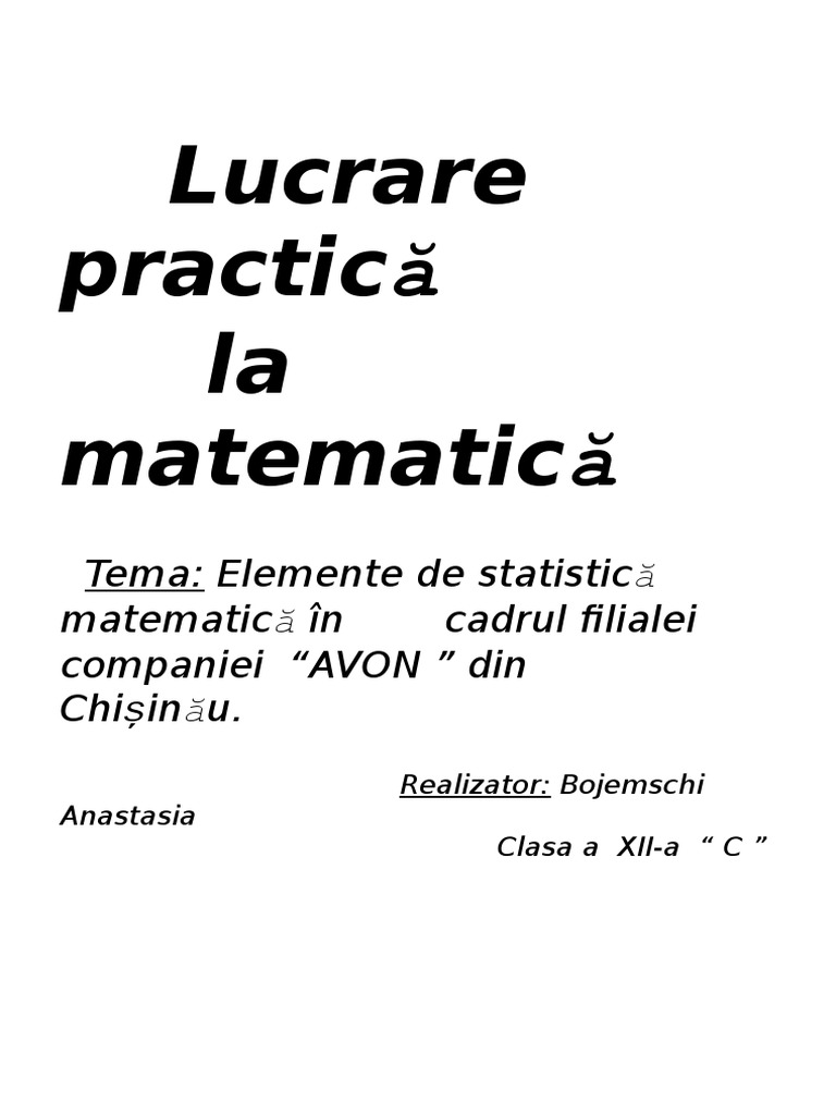 Lucrare Practica La Matematica | PDF