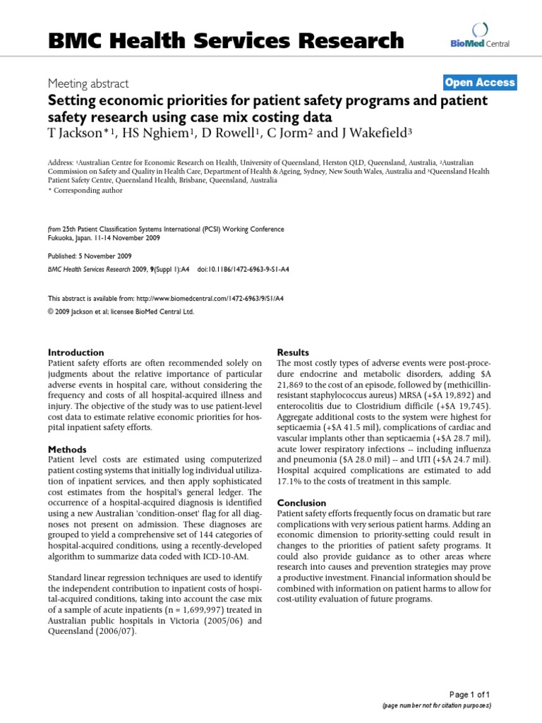 BMC Health Services Research | Download Free PDF | Patient Safety | Patient