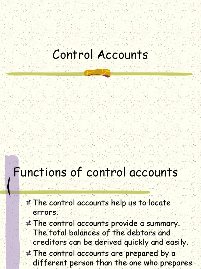 Control Account PDF Debits And Credits Bookkeeping