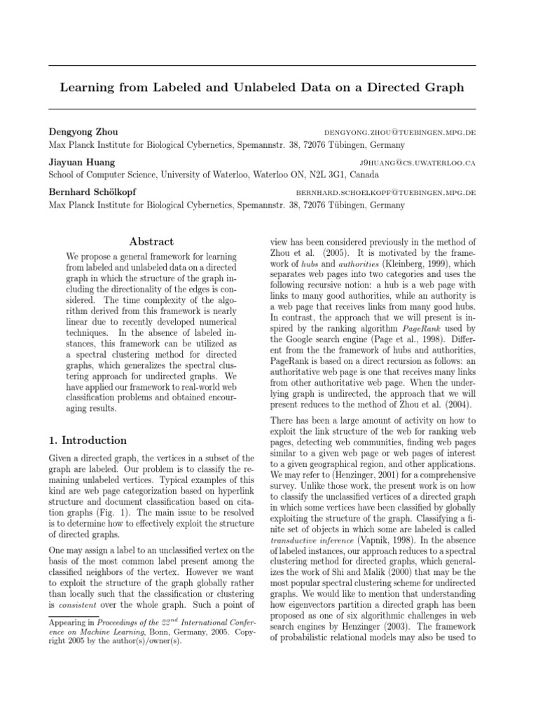 Learning From Labeled and Unlabeled Data On A Directed Graph | PDF ...