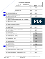 Lista Oficial de Precios de La Construcción - Noviembre 2016