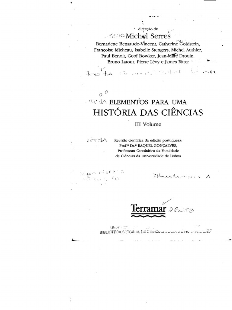 SERRES, Michel. (Org.) - Elementos para Uma História Das Ciências - de  Pasteur Ao Computador - Volume III PDF | PDF | Tempo | Natureza humana
