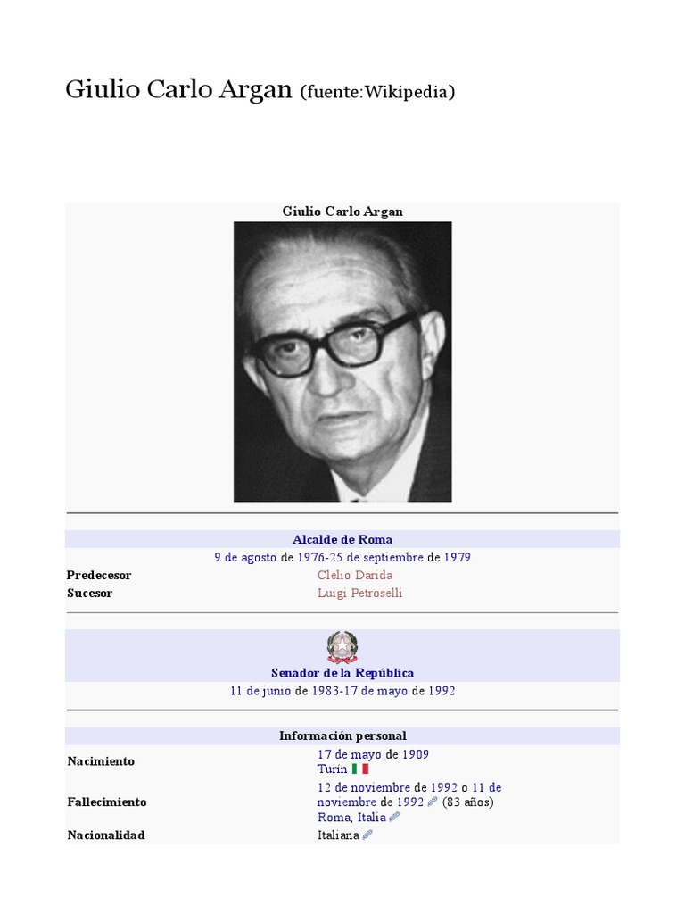 Giulio Carlo Argan Italia Artes (general)