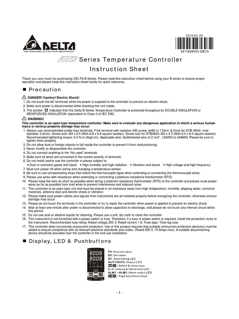 Delta IaTc DTB Om en 20100420 PDF PDF Feedback Thermocouple