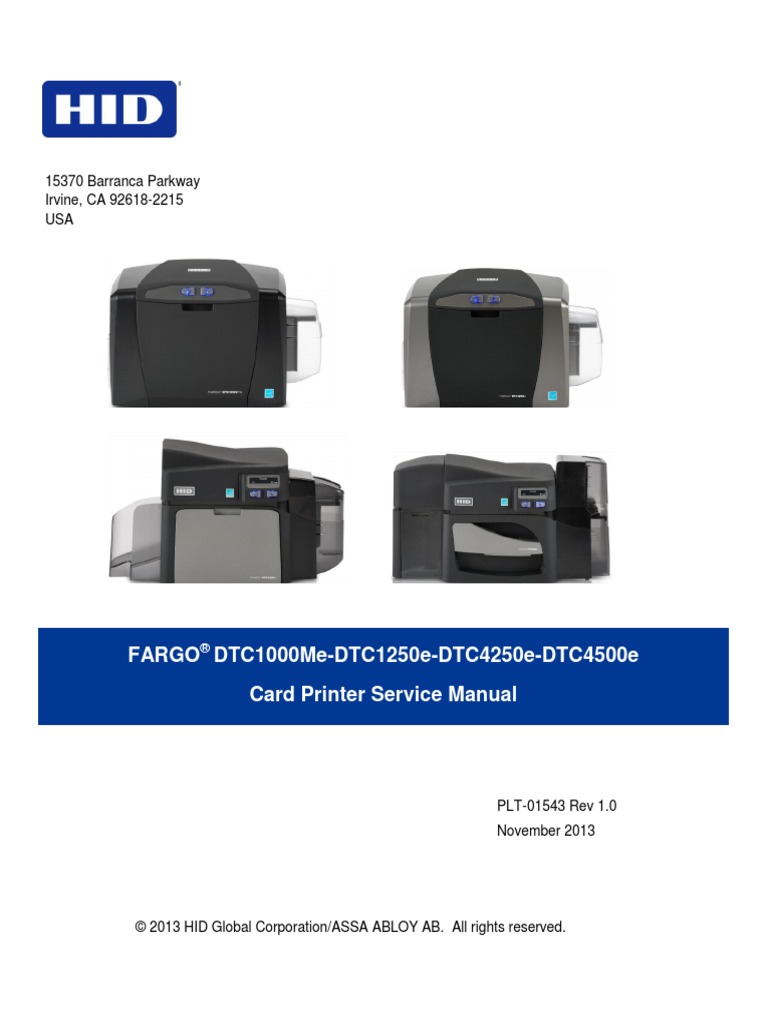 DTC1250e 4250e 4500e Card Printer Service Manual PLT 01543 Rev 1.0