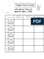 Behavior Form For Frog Binder