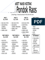 Pondok Raos Menu