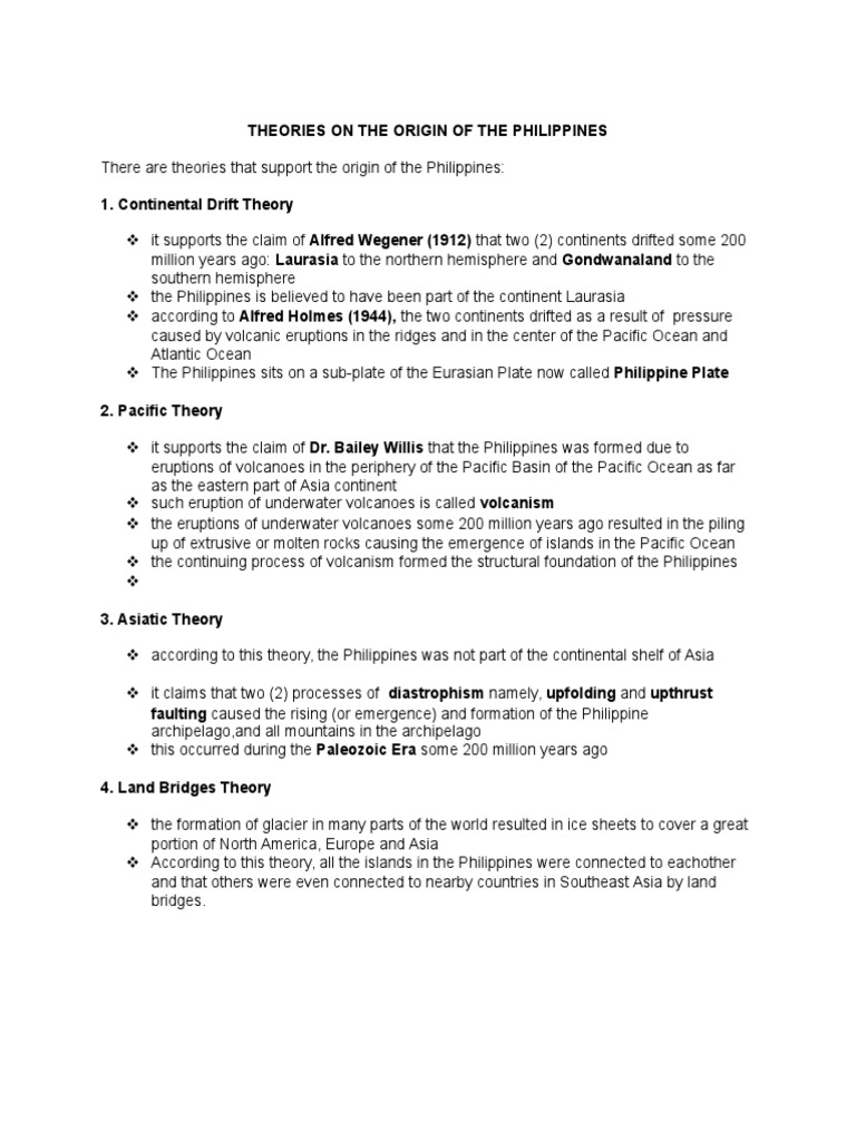 Theories on the origin of the philippines pdf