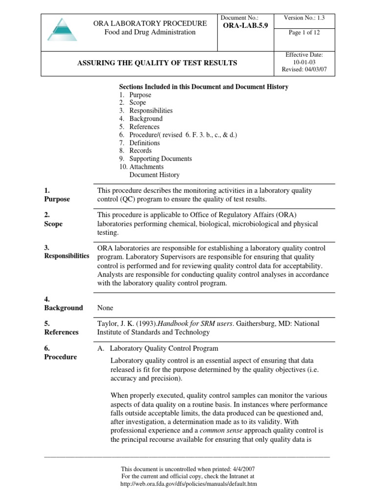 Quality Control in Laboratory Testing | PDF