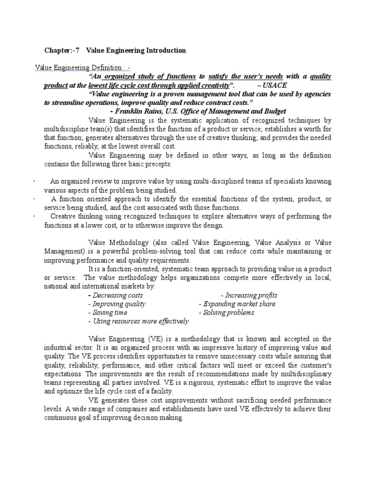 Understanding Value Engineering Concepts | PDF | Function (Mathematics ...