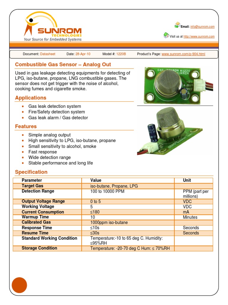 Gas Sensor PDF Sensor Liquefied Petroleum Gas