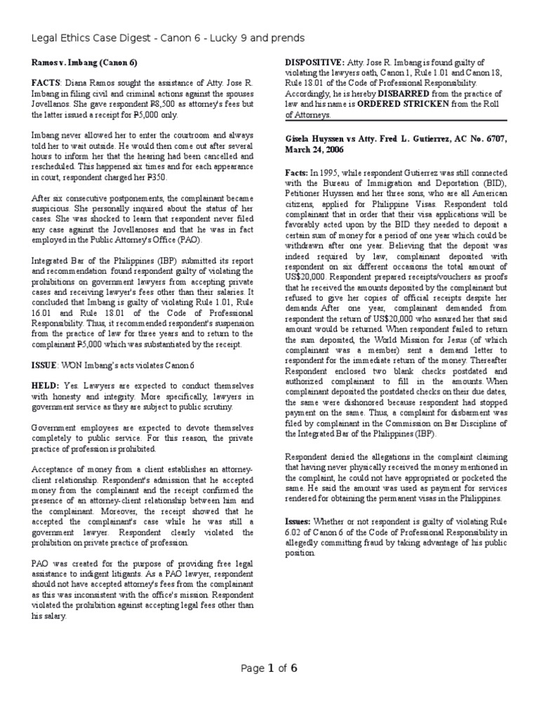 Legal Ethics Case Digest - Canon 10 | Practice Of Law | Lawyer