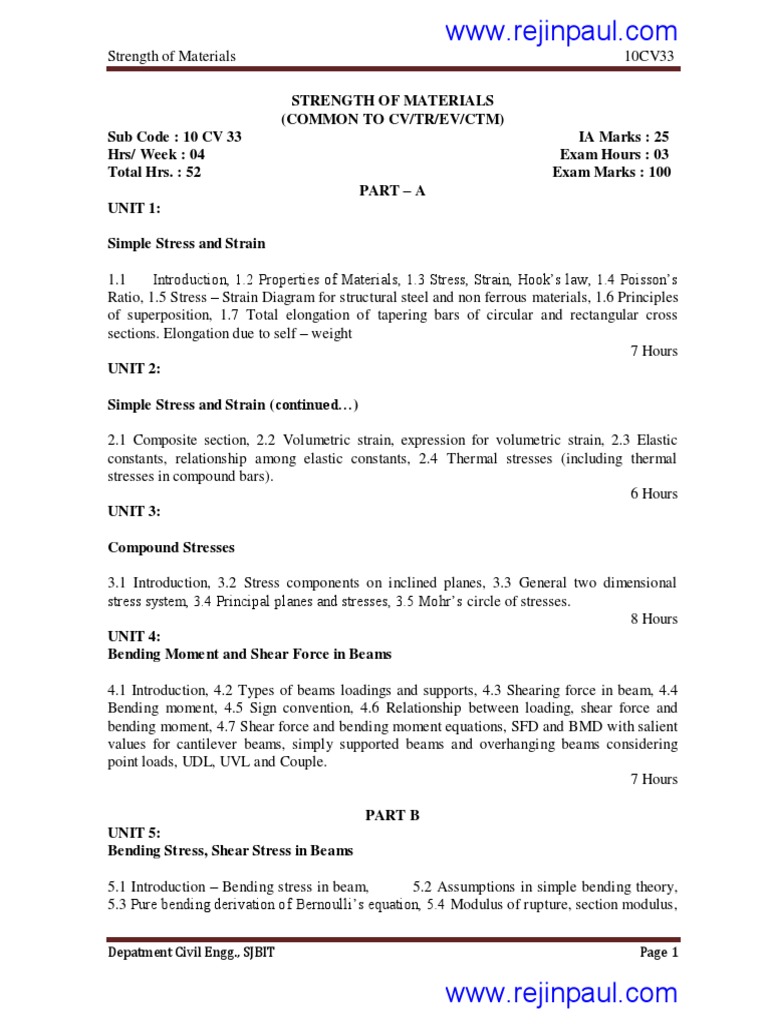 Strength of Materials Course Notes | PDF | Strength Of Materials ...