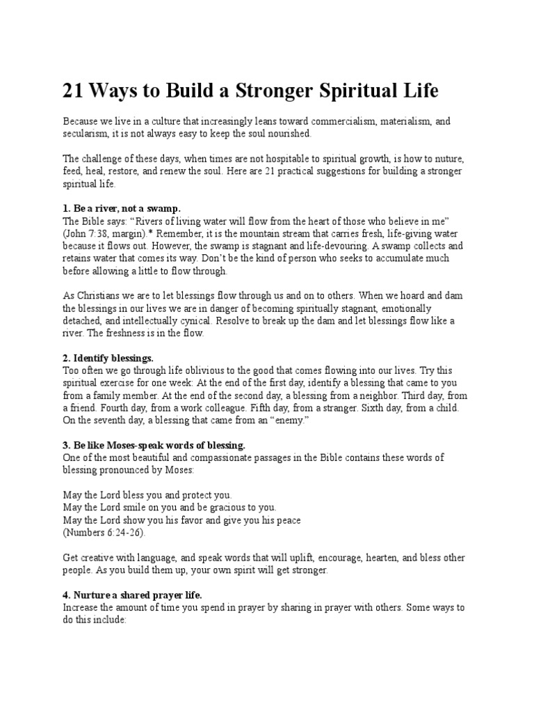 21 Ways to Strengthen Your Spiritual Life | PDF | Gratitude | Blessing