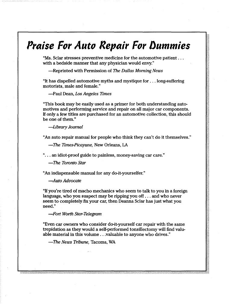 Auto Repair For Dummies PDF Carburetor Throttle