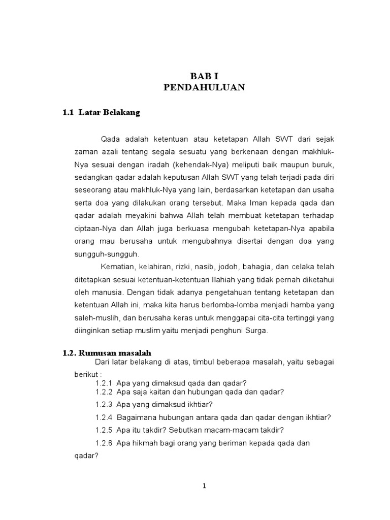 Makalah Qada Dan Qadar