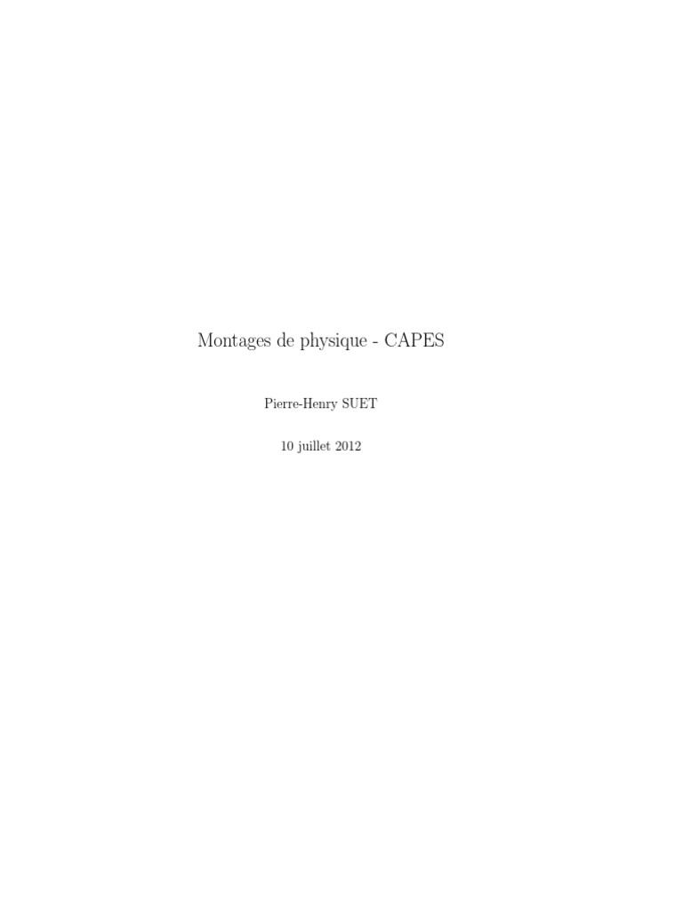 De Lentille Plan convexe Sont Disposées Sur Le Schéma Ci dessous Montages de Physique Capes | PDF | Acide | Lentille optique