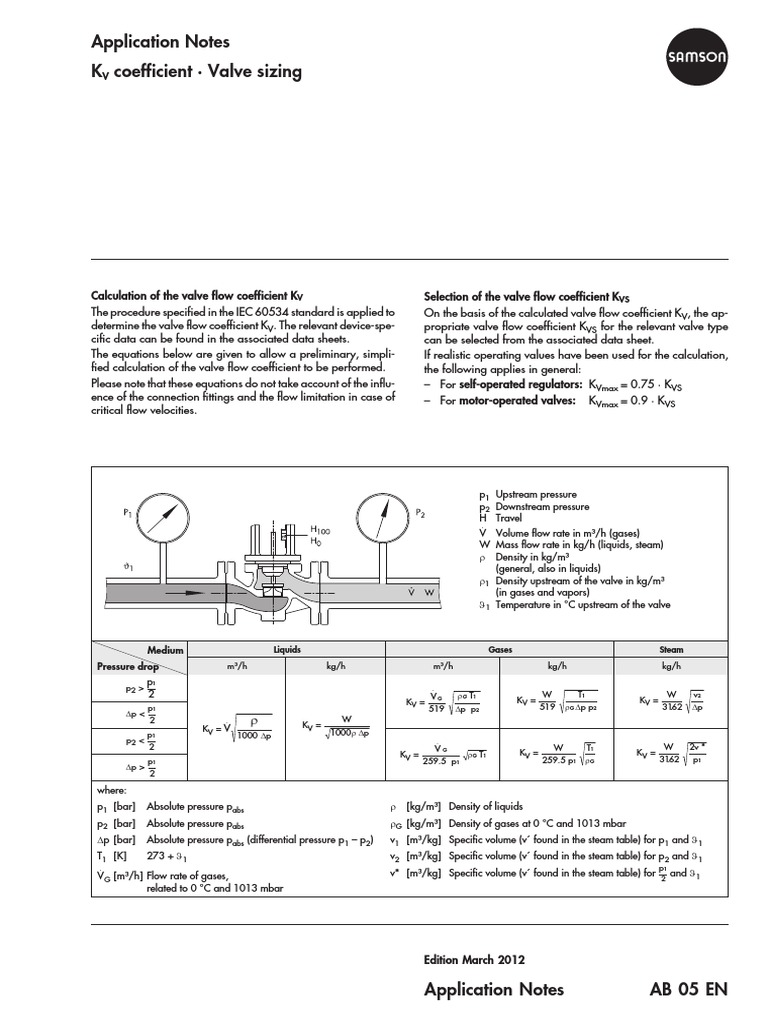 Valeur Kv Calcul de vanne.pdf Pressure Valve