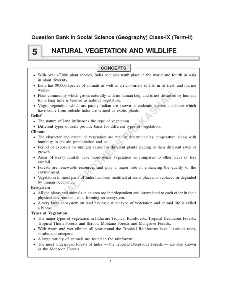 Natural Vegetation and Wildlife in India | PDF | Forests | Trees