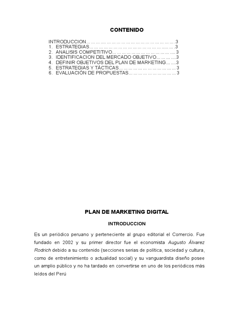 Plan de Marketing Digital para Perú 21 | PDF | Publicidad digital | Red ...