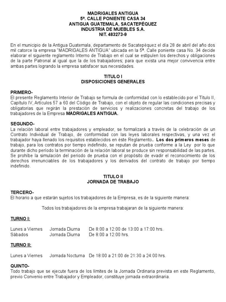 Modelo De Reglamento Interno De Trabajo En Mexico Noticias Modelo