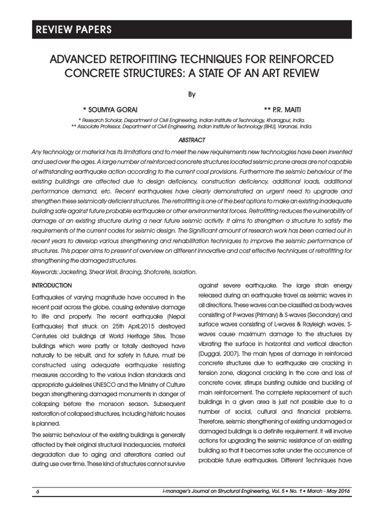 Advance Retrofitting Techniques For Reinforced Concrete Structures ...