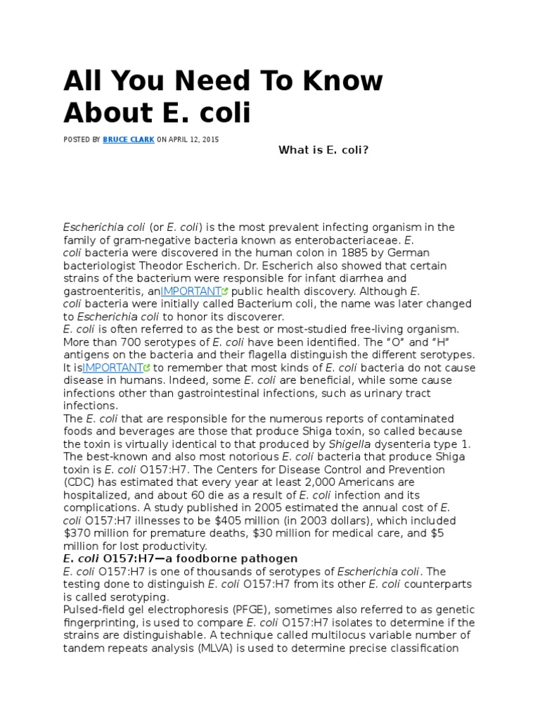 Jurnal e Coli | PDF | Escherichia Coli | Microbiology