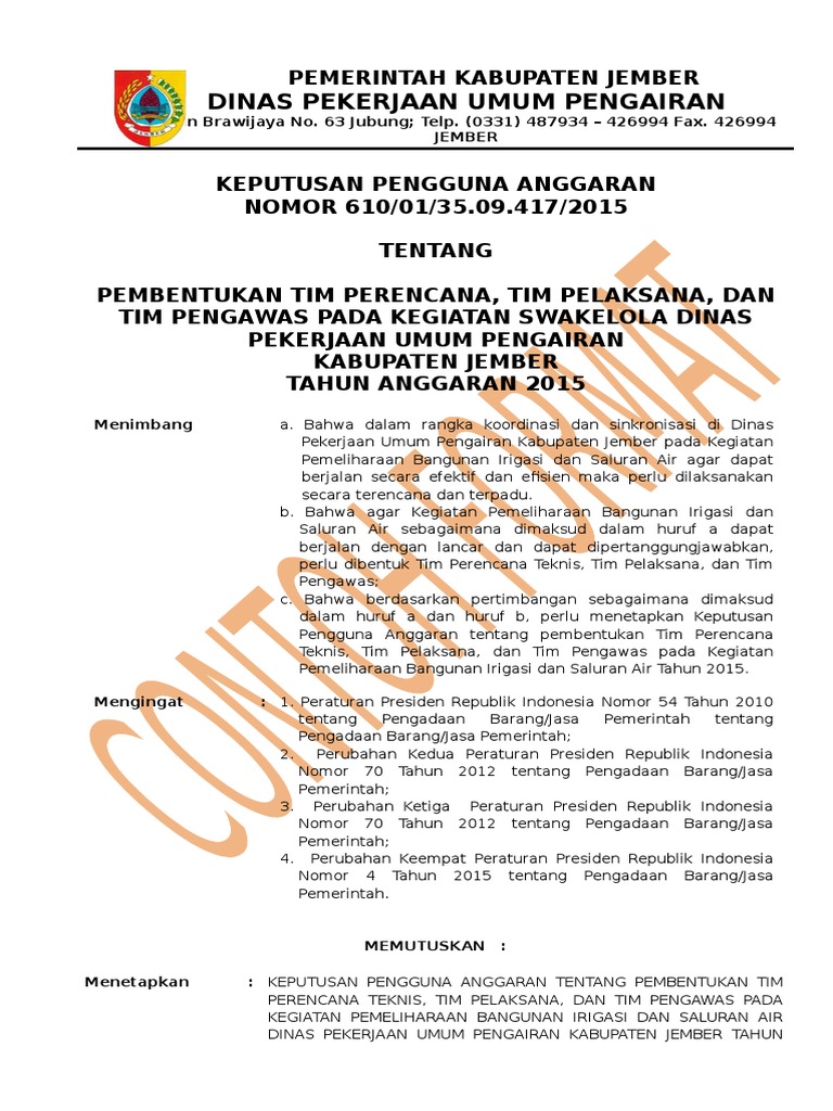 Master Sk Tim Swakelola New Surat penugasanpembentukan tim template swakelola - 3 lampiran 4a.