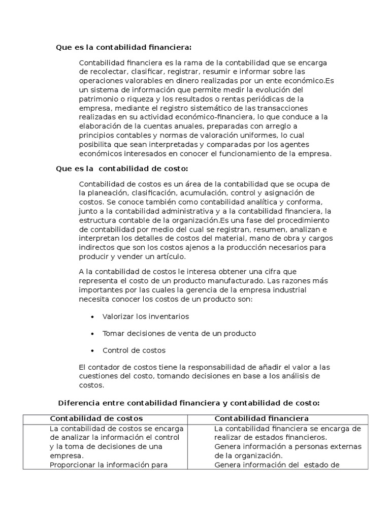 Contabilidad Financiera y de Costos | PDF | Costo | Contabilidad