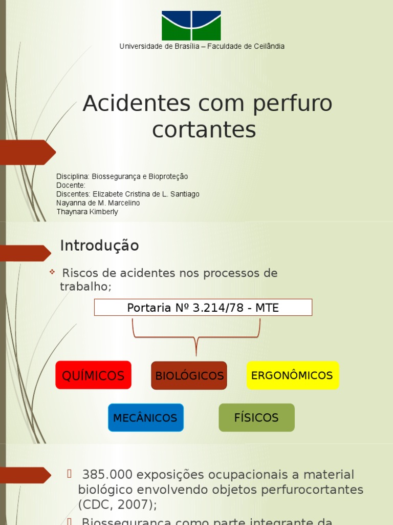 Acidentes Com Perfuro Cortantes - PPTX | PDF