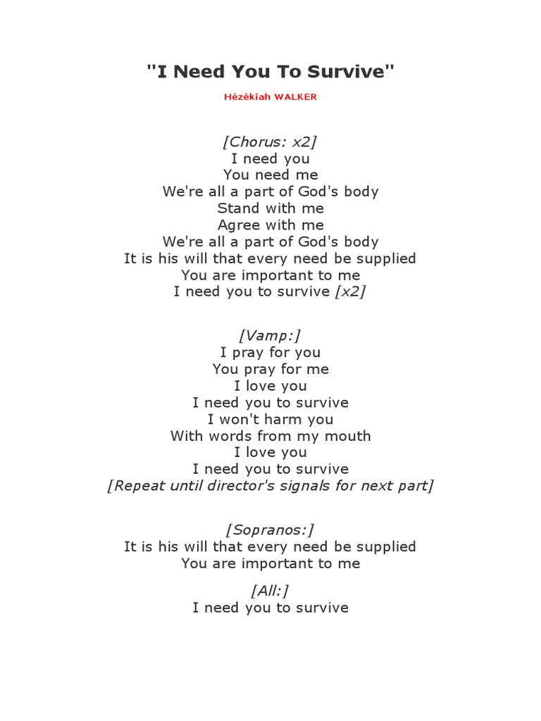 I NEED YOU TO SURVIVE LYRICS intelligence overview