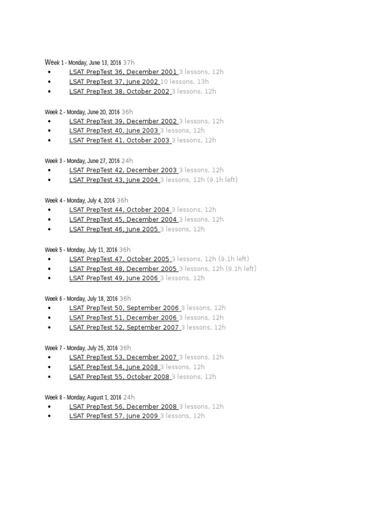 Lsat Study Schedule Pdf