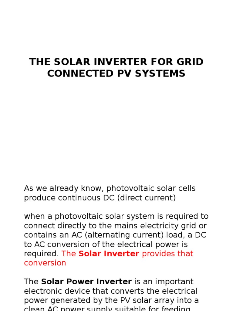 Solar Inverters for Grid-Connected PV Systems | PDF | Power Inverter ...