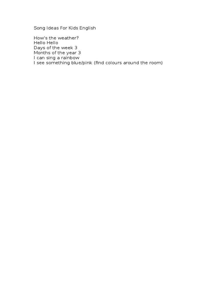 Songs English ESL | PDF