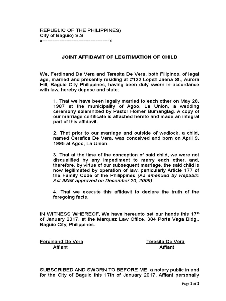 Affidavit of Legitimation of Child _ Joint Affidavit Document