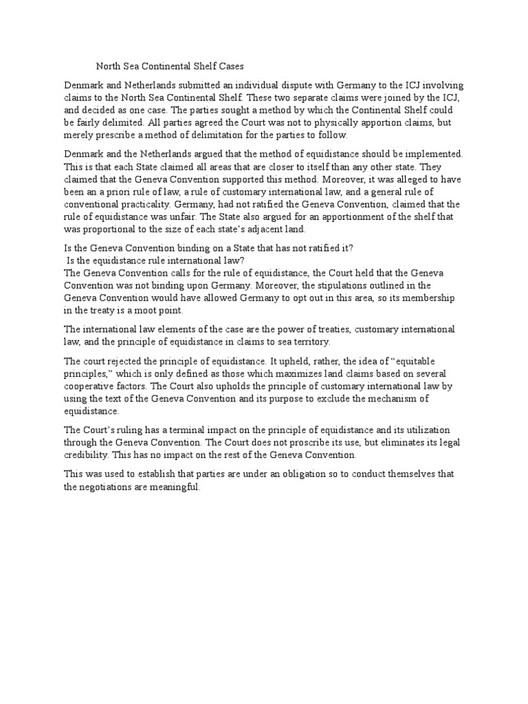 North Sea Continental Shelf Cases