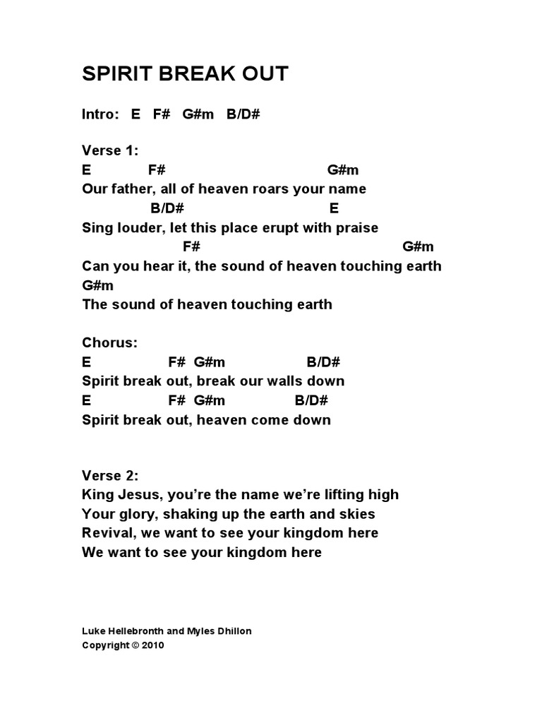 Spirit Break Out Chords Song Structure Entertainment General