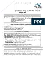 FISPQ Acetona: segurança, propriedades, primeiros socorros