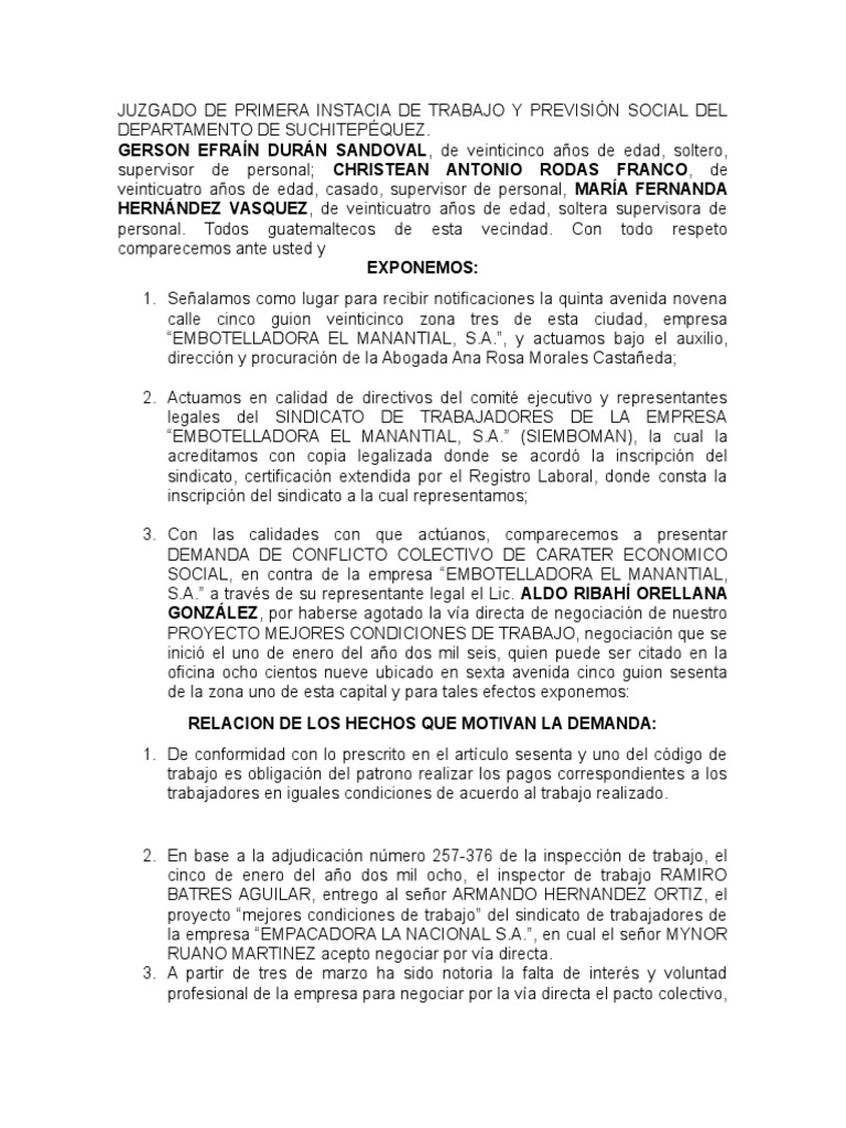 Demanda Colectiva Derecho laboral Información del gobierno