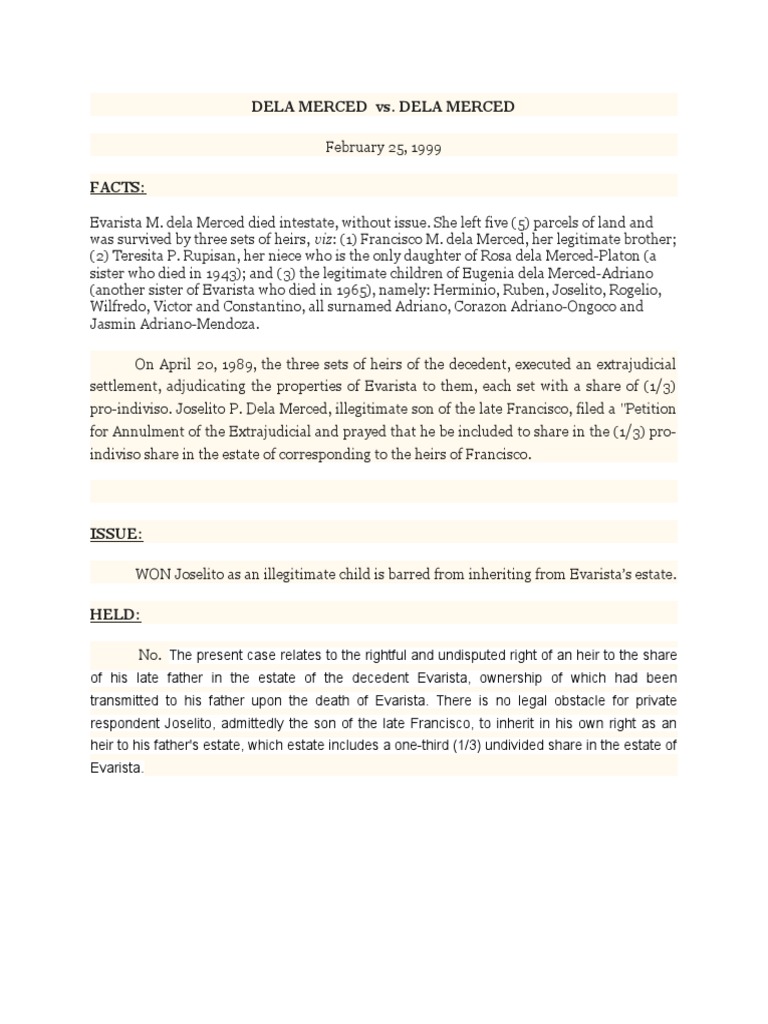 Inheritance Rights of an Illegitimate Child in the Intestate Estate of