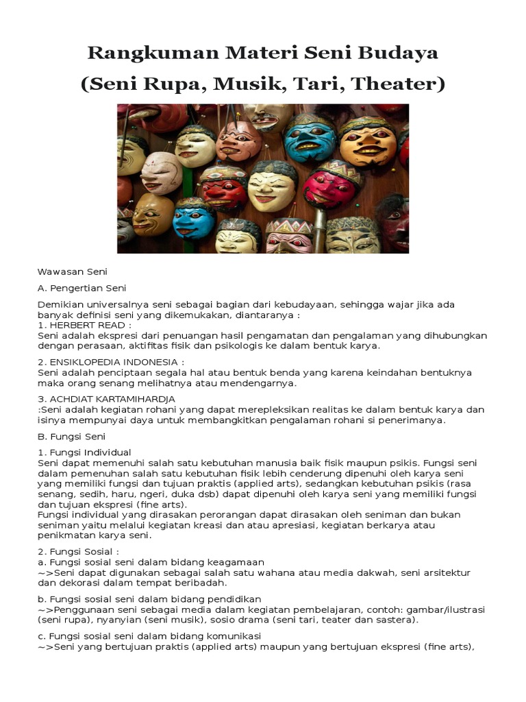 Rangkuman Materi Seni Budaya