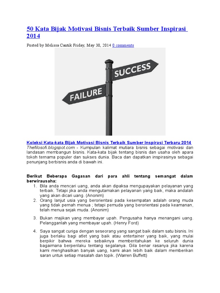 50 Kata Bijak Motivasi Bisnis Terbaik Sumber Inspirasi 2014 50 Kata Bijak Motivasi Bisnis Terbaik Sumber Inspirasi 2014