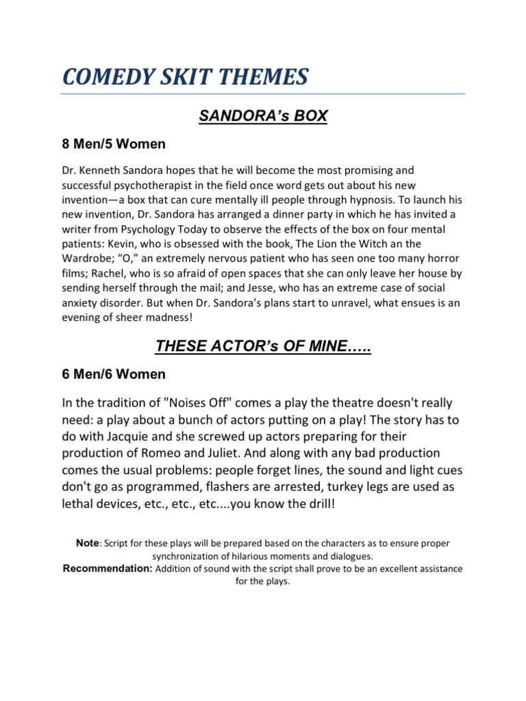 Comedy Skit Themes Pdf Leisure