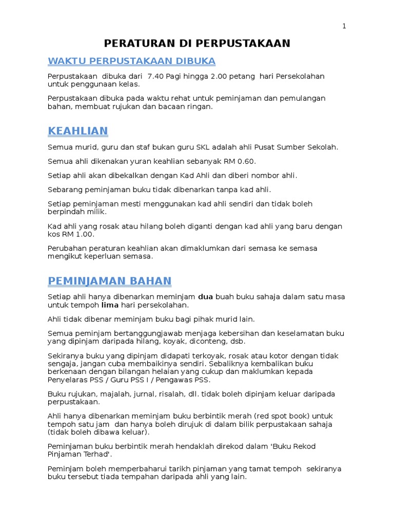 Peraturan Di Perpustakaan   Peraturan Di Perpustakaan