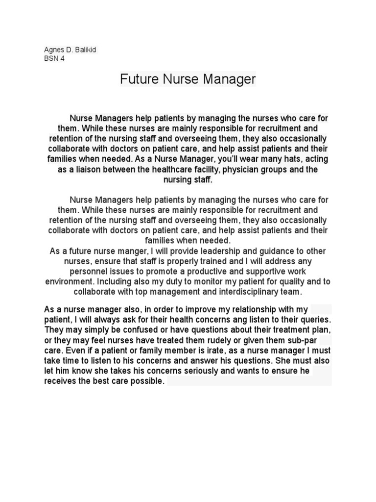 Future Role of Nurse Manager | PDF