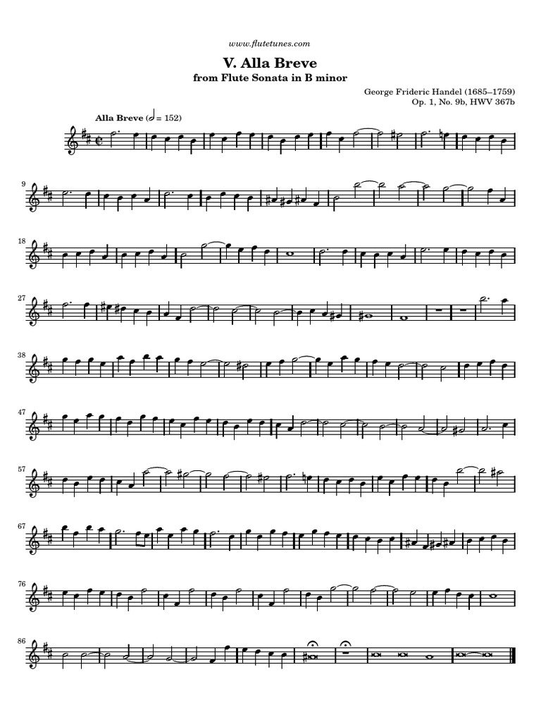 Handel Flute Sonata 9b in b Minor v Alla Breve
