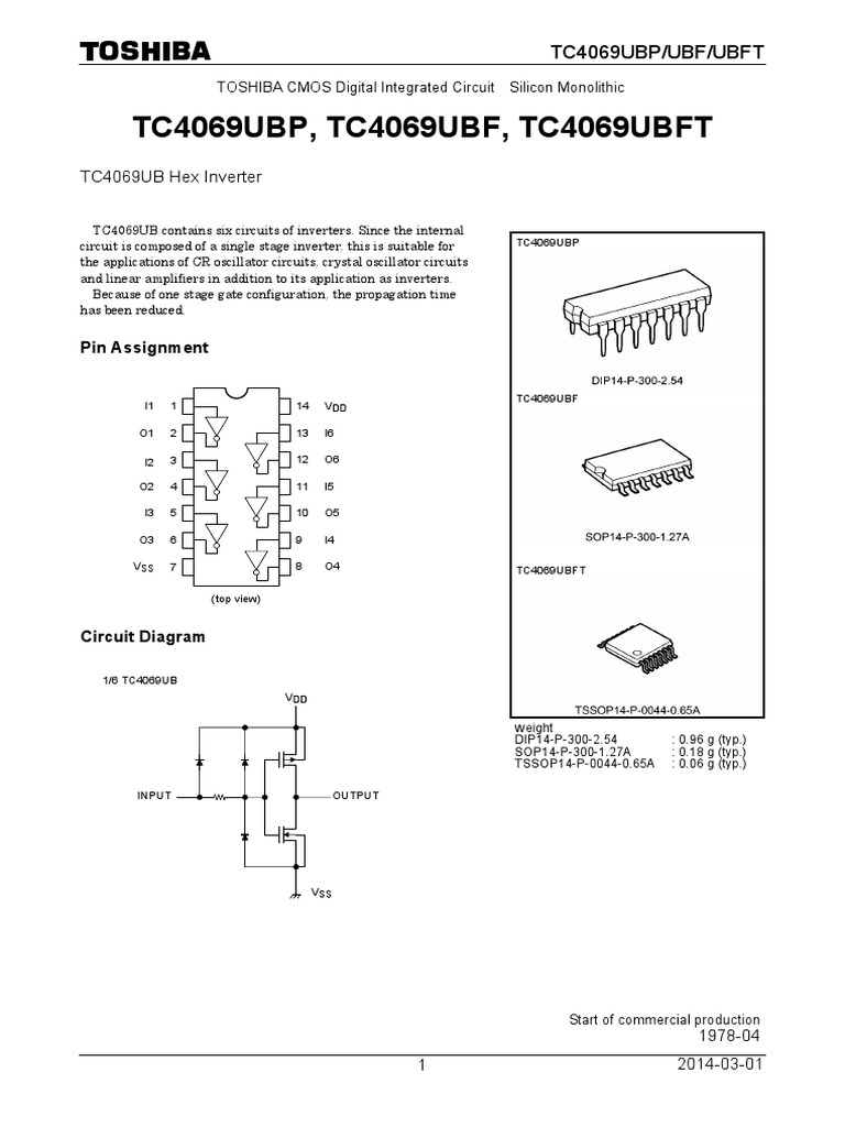 TC4069UBP Hex Inverter Datasheet | PDF | Reliability Engineering ...