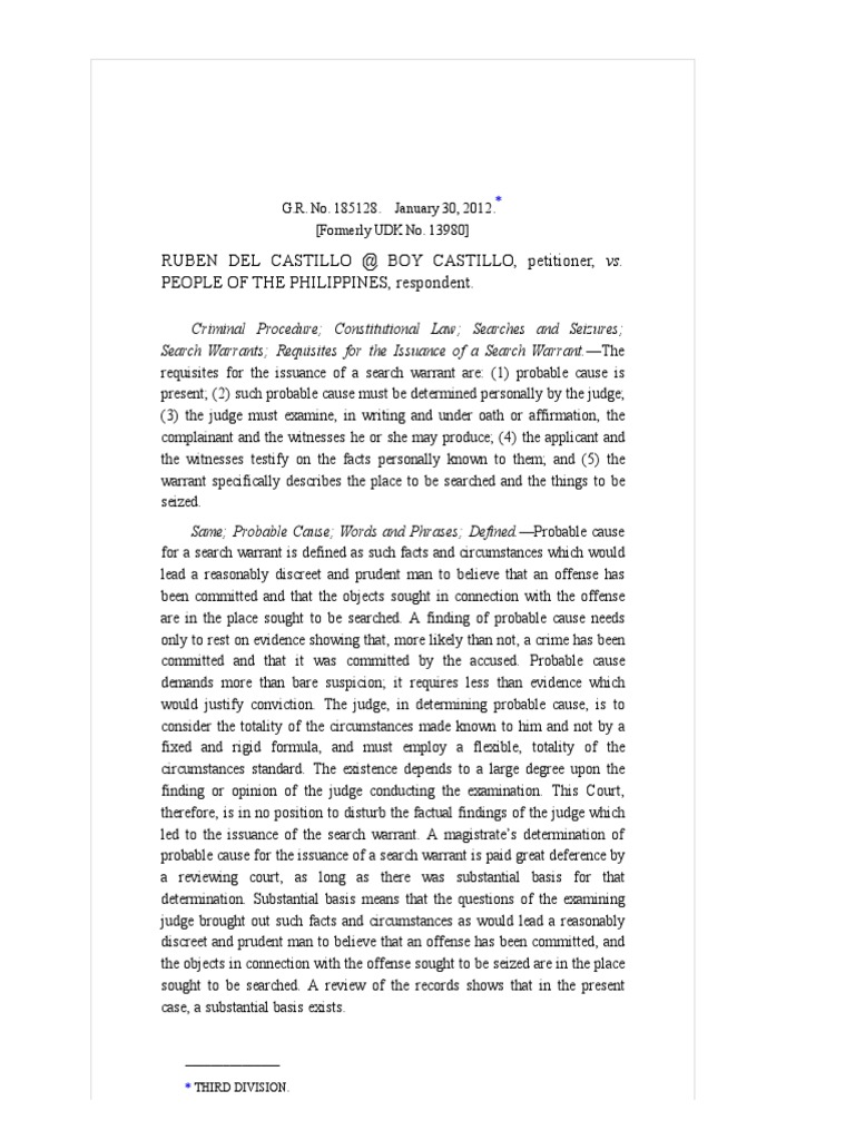 Search Warrant Requirements in Law | PDF | Probable Cause | Search And ...
